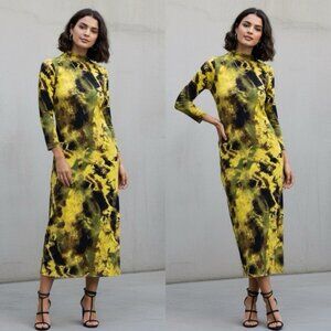 NWT Saint Art Neon Tie Dye Turtleneck Long Sleeve Maxi Dress Size XS
